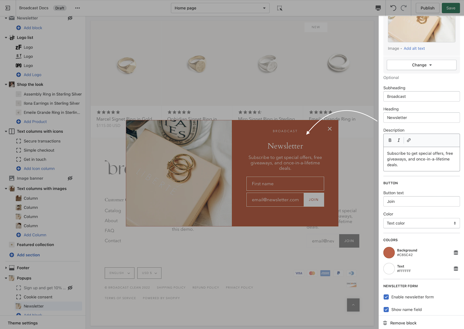 Coupon codes - Broadcast theme