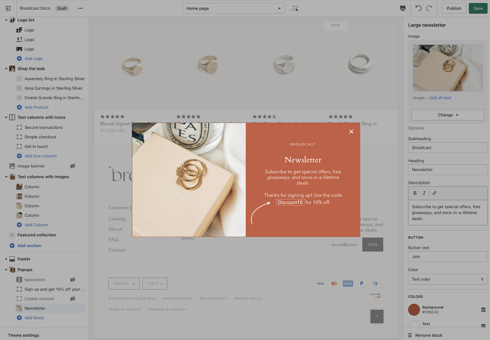 Coupon codes - Broadcast theme